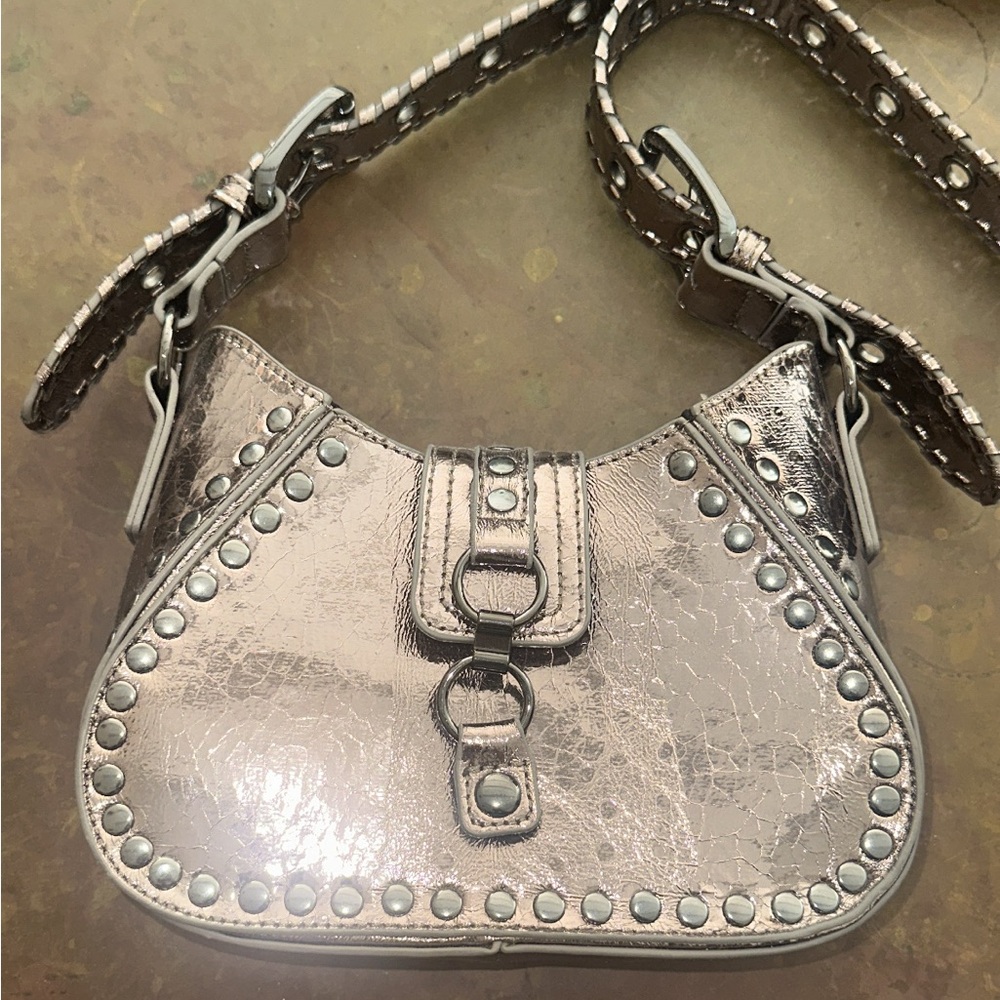 Metallic Purse Silver/Brown